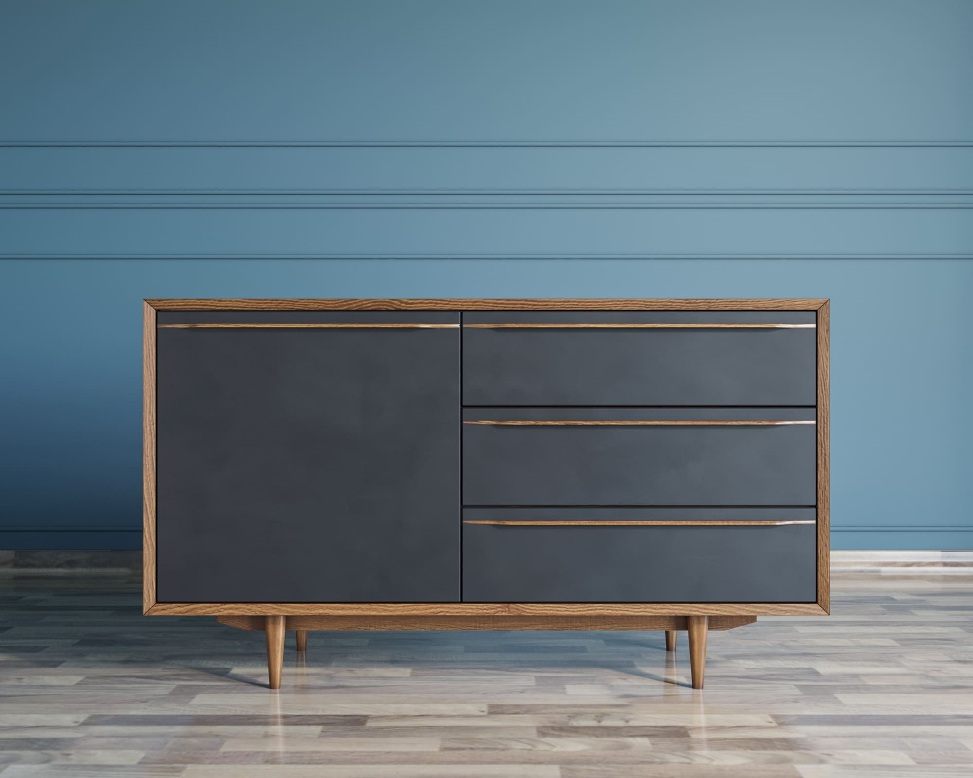 фото Комод "Brun Blacki" с ящиками и дверкой арт BR-02Black