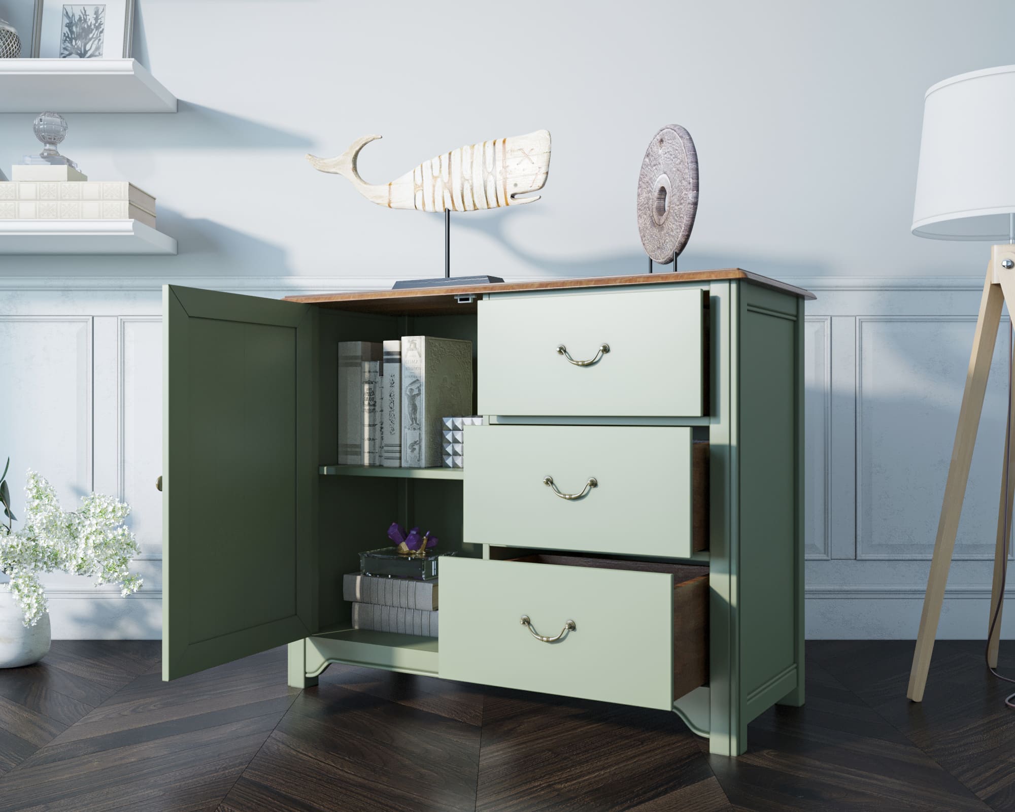 Комод Olivia на 3 ящика с дверкой арт GA5051 в интернет-магазине