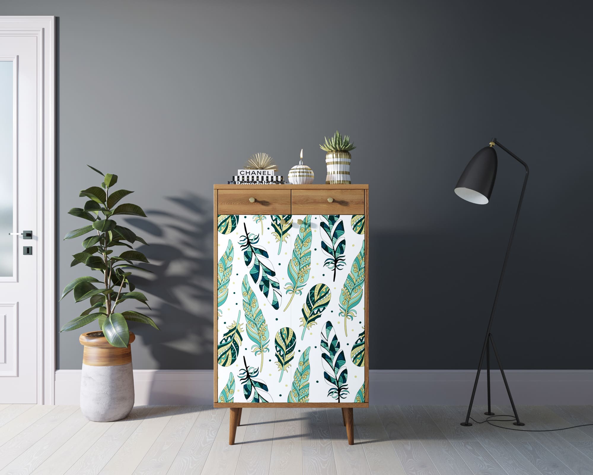 Комод "Berber" два ящика и дверки 44 принт арт BB46/Print_44 в интернет-магазине