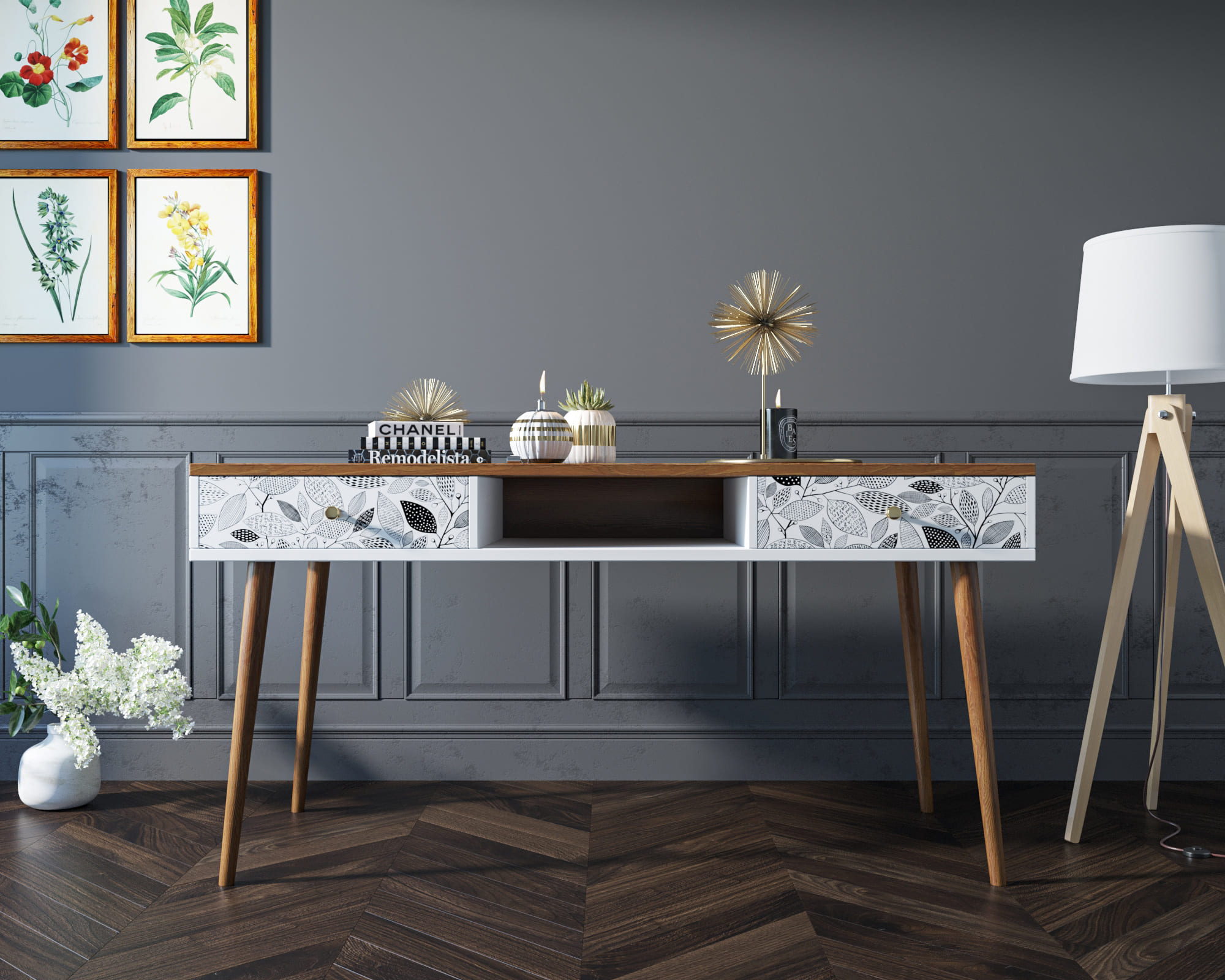 Стол рабочий "Berber" принт 9 арт BB18/Print_09 в интерьере в Москве Стол рабочий "Berber" принт 9 арт BB18/Print_09 в интерьере