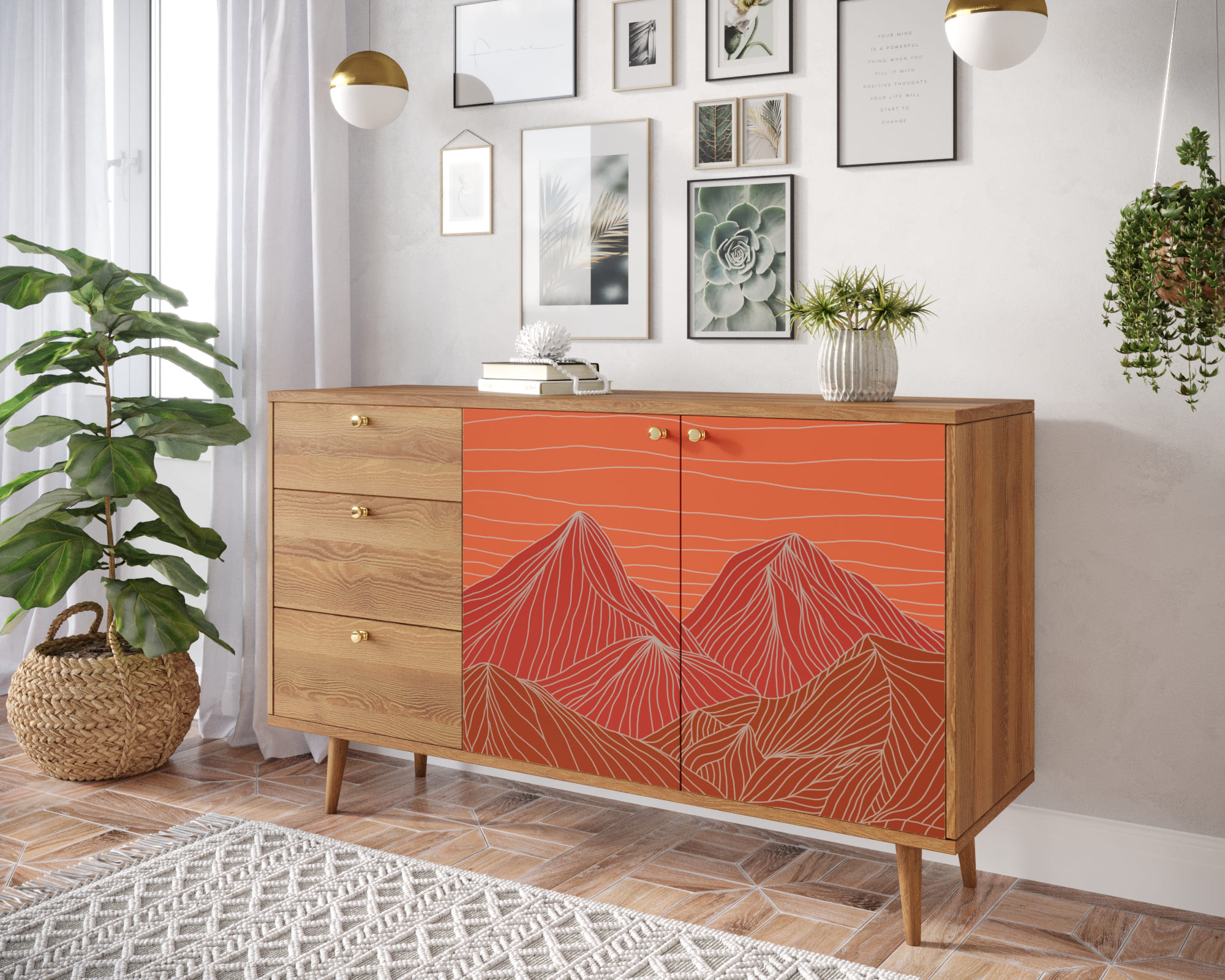 фото Комод "Berber" с двумя дверками и ящиками 49 принт арт BB05/Print_49