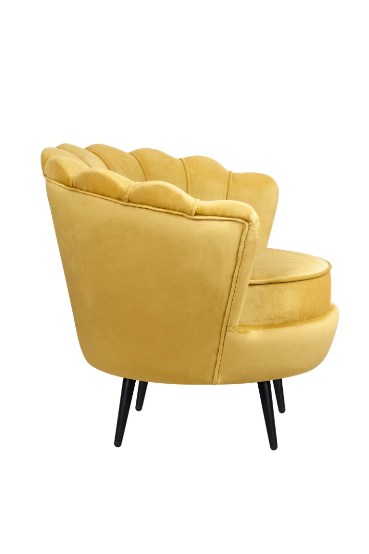 заказать Низкое кресло ракушка Pearl Yellow на черных ножках