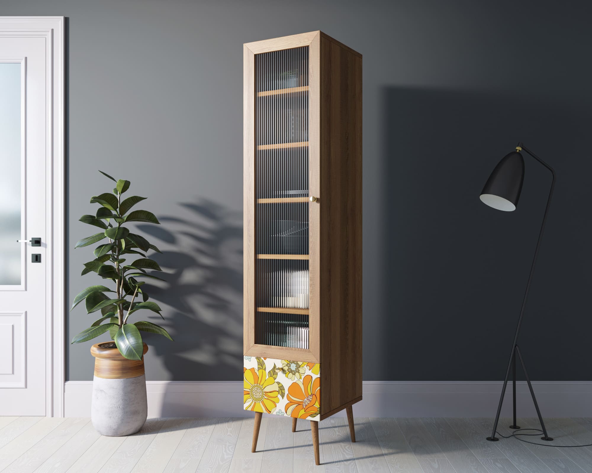 заказать Буфет "Berber" одностворчатый с ящиком принт 47 арт BB48/Print_47