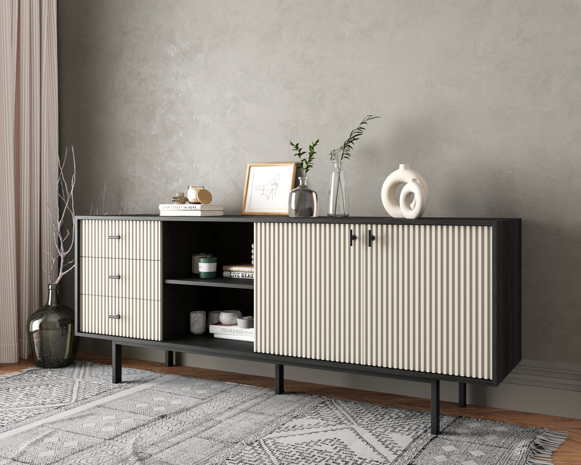 заказать Комод с дверками и нишей "Emerson" арт EM15/milky/L