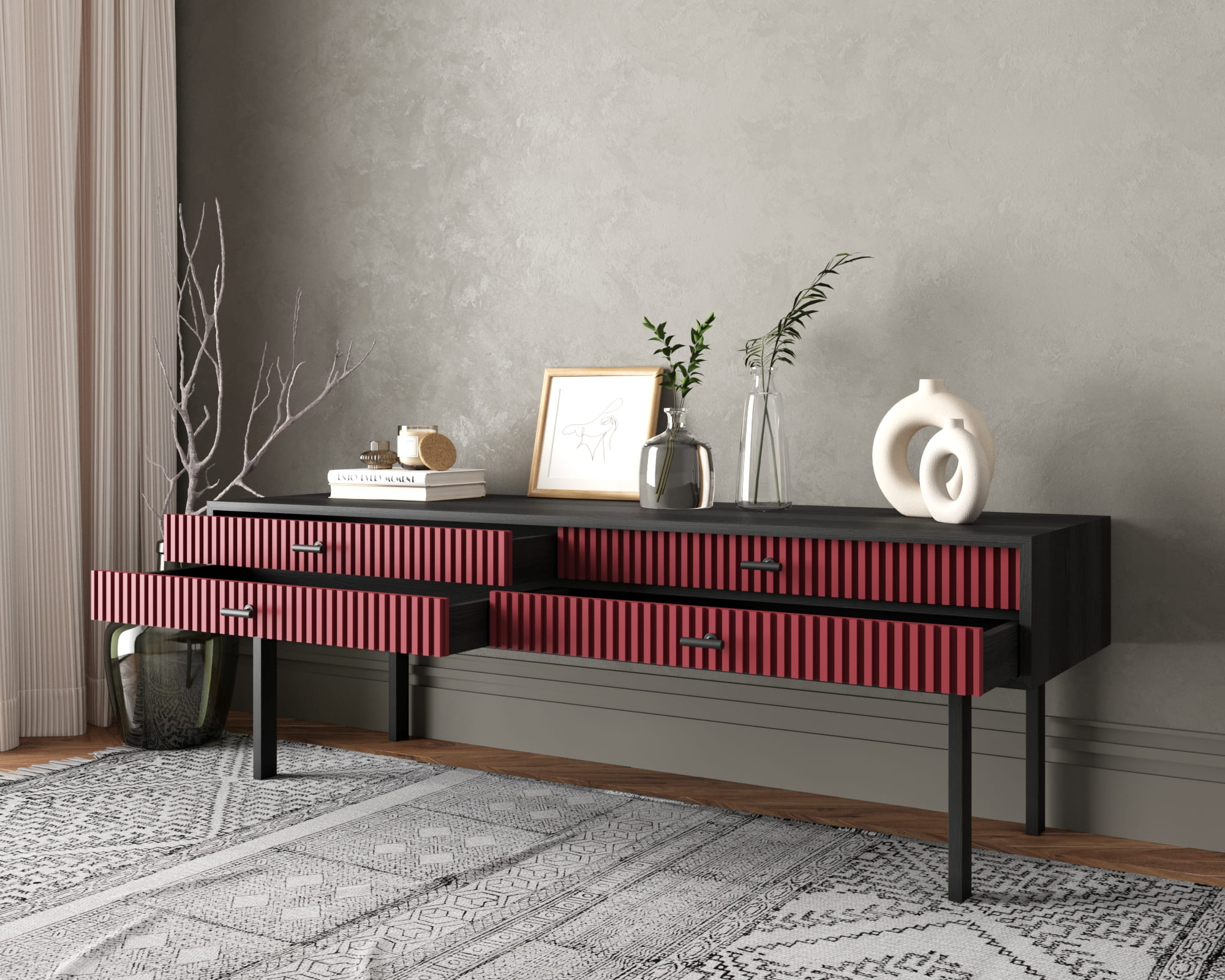 купить Консоль с двумя ящиками "Emerson" арт EM23/red/L в Москве купить Консоль с двумя ящиками "Emerson" арт EM23/red/L