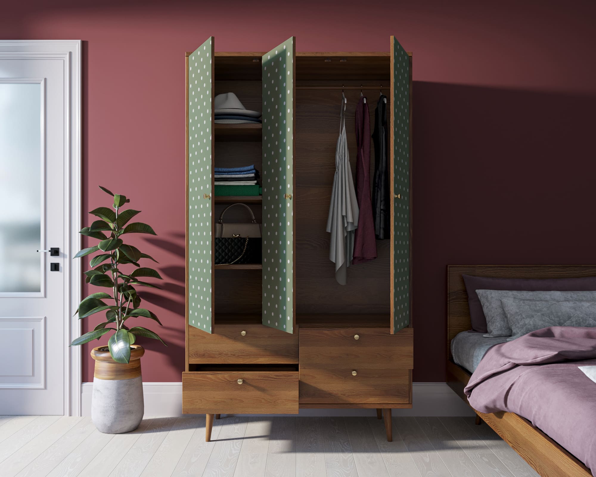 Шкаф трехстворчатый "Berber" принт 12 арт BB02/Print_12 в интернет-магазине