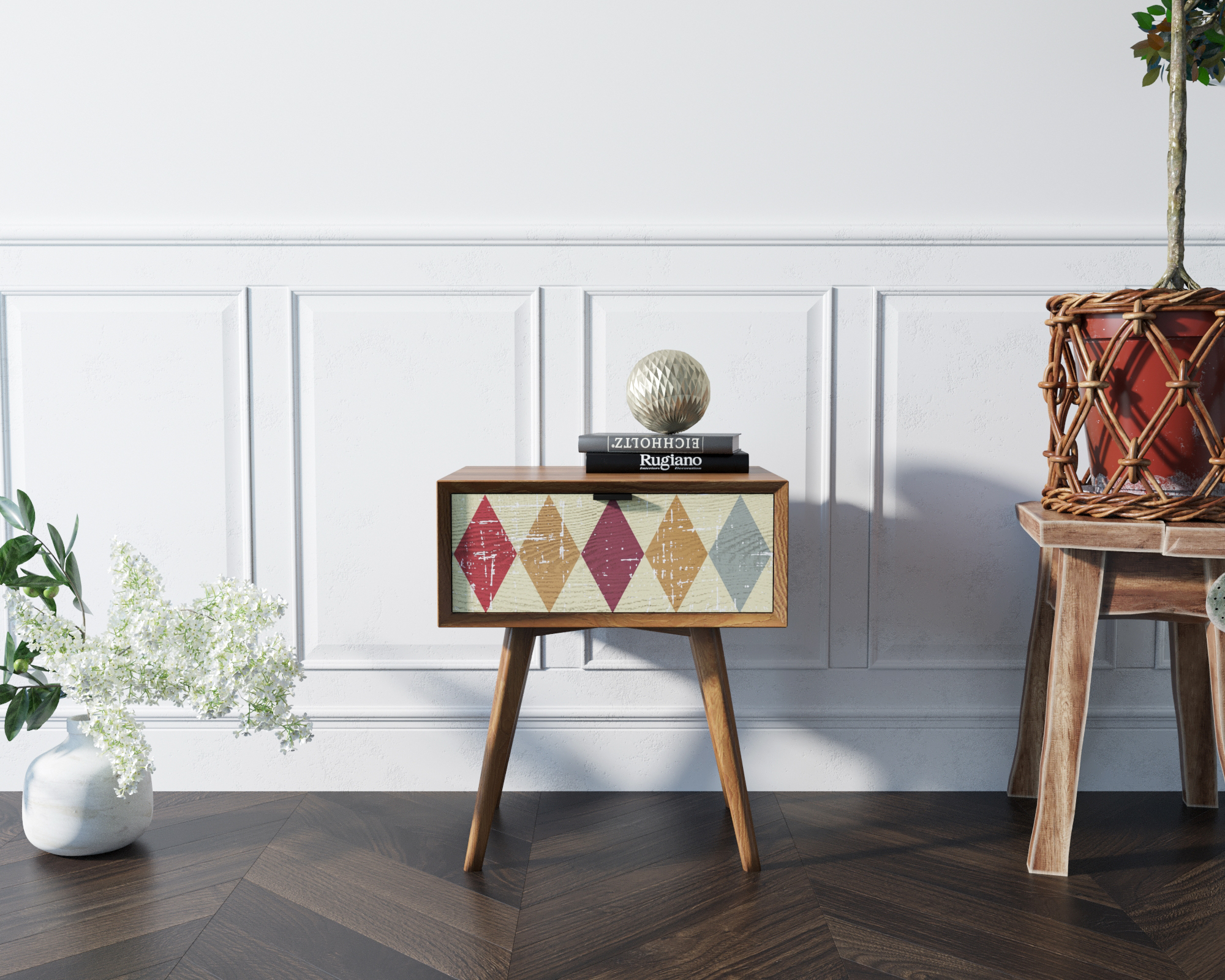 фото Тумба для прихожей в Скандинавском стиле "Bruni print" с ящиком