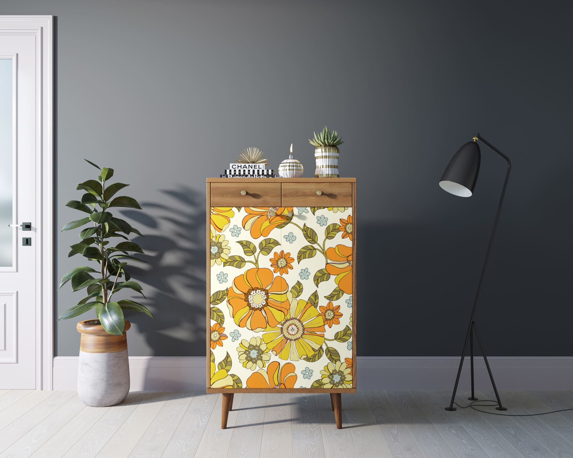 Комод "Berber" два ящика и дверки 47 принт арт BB46/Print_47 в интернет-магазине