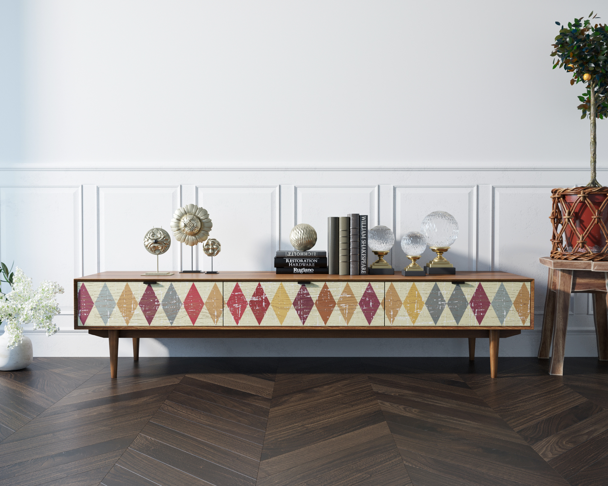 фото Консоль под TV "Bruni print" с ящиками арт BR-21P в Москве фото Консоль под TV "Bruni print" с ящиками арт BR-21P