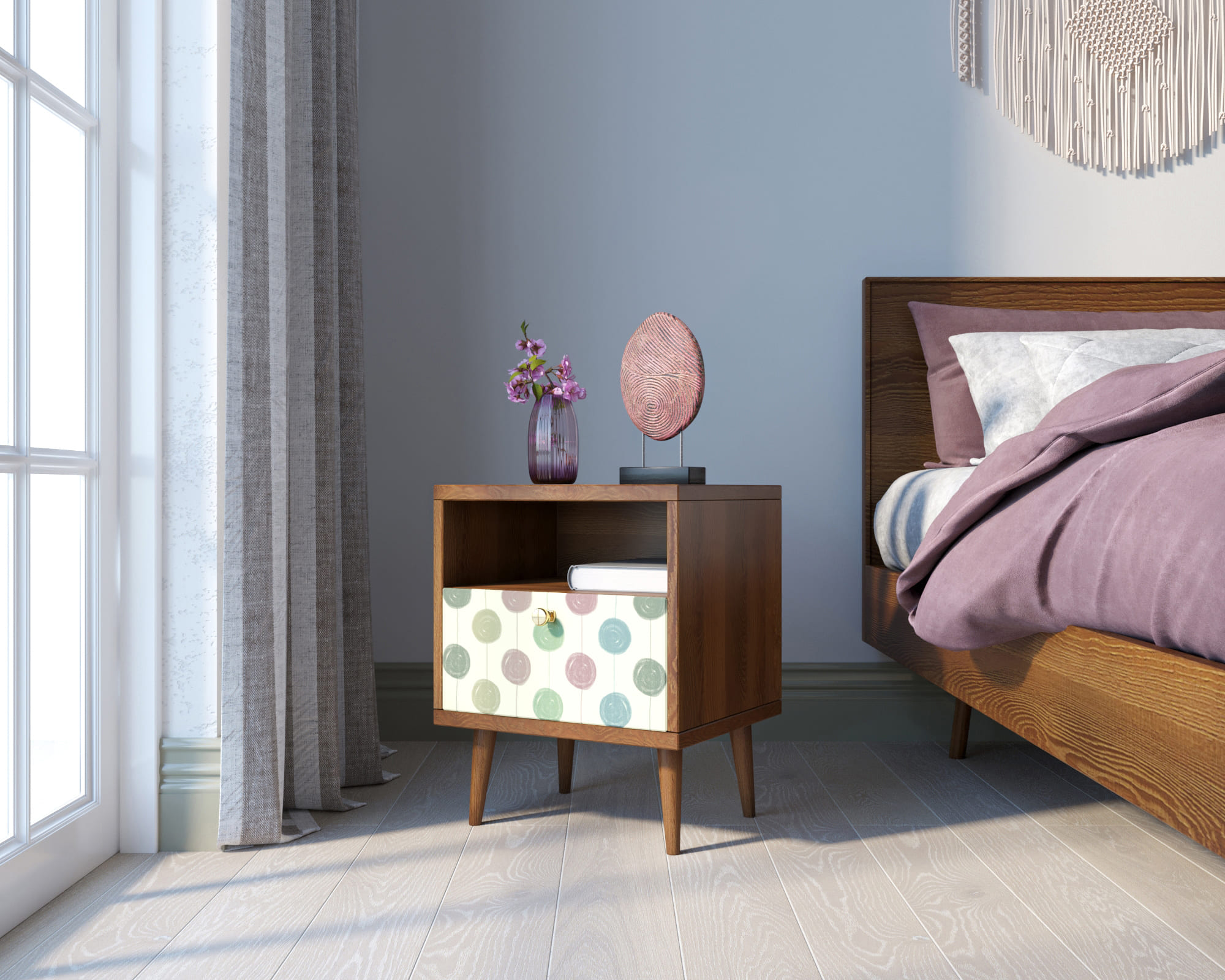 фото Тумбочка "Berber" с одним ящиком 24 принт арт BB06/Print_24, разноцветная