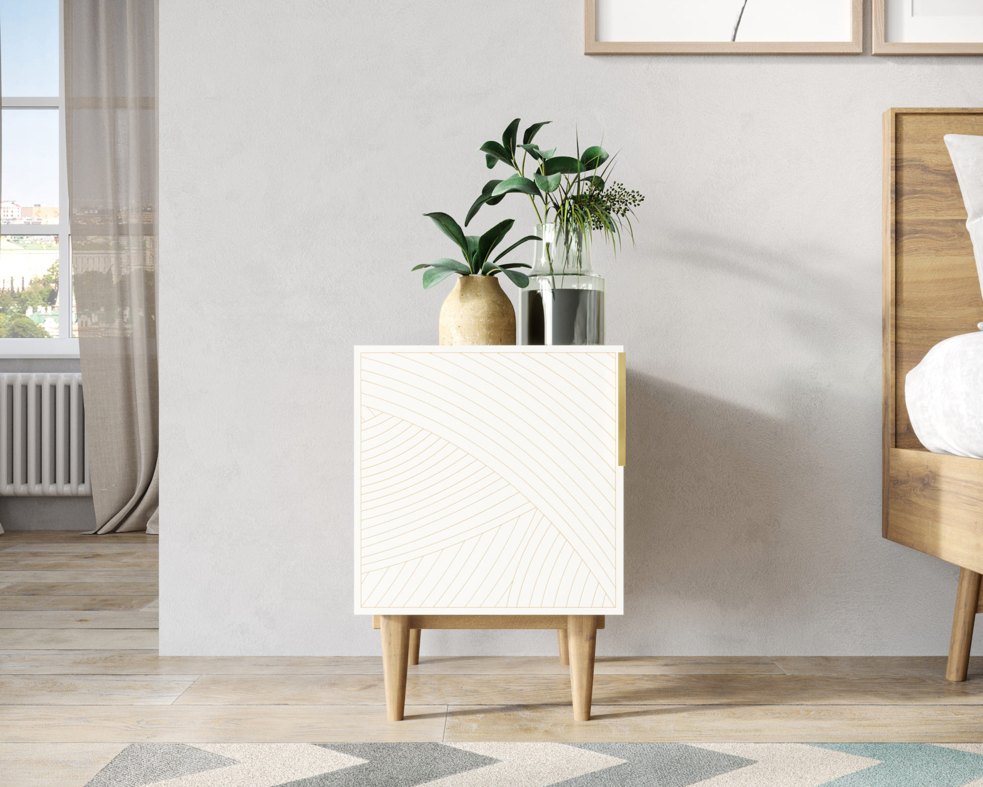 Тумбочка с дверкой "Line" LN08/GR1/beige в интернет-магазине