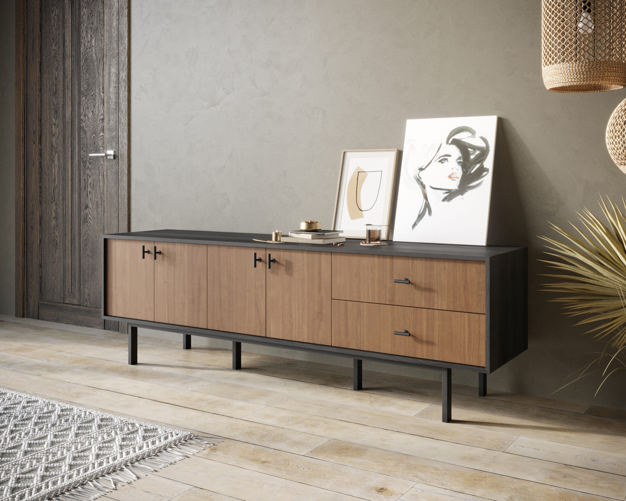 заказать Комод с четырьмя дверками и двумя ящиками "Emerson" арт EM04