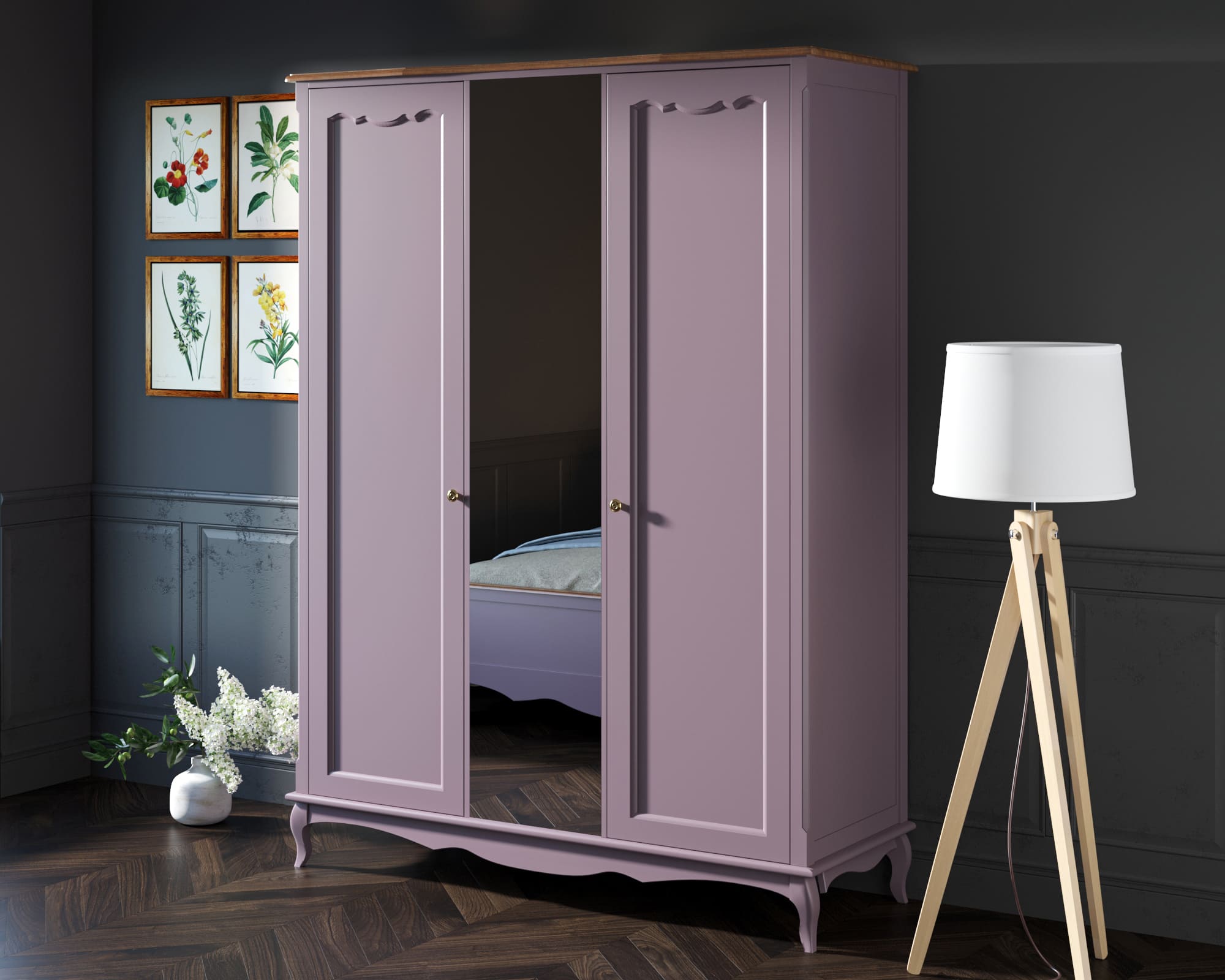 заказать Шкаф Leontina Lavanda двухстворчатый с зеркалом арт ST9327ZL