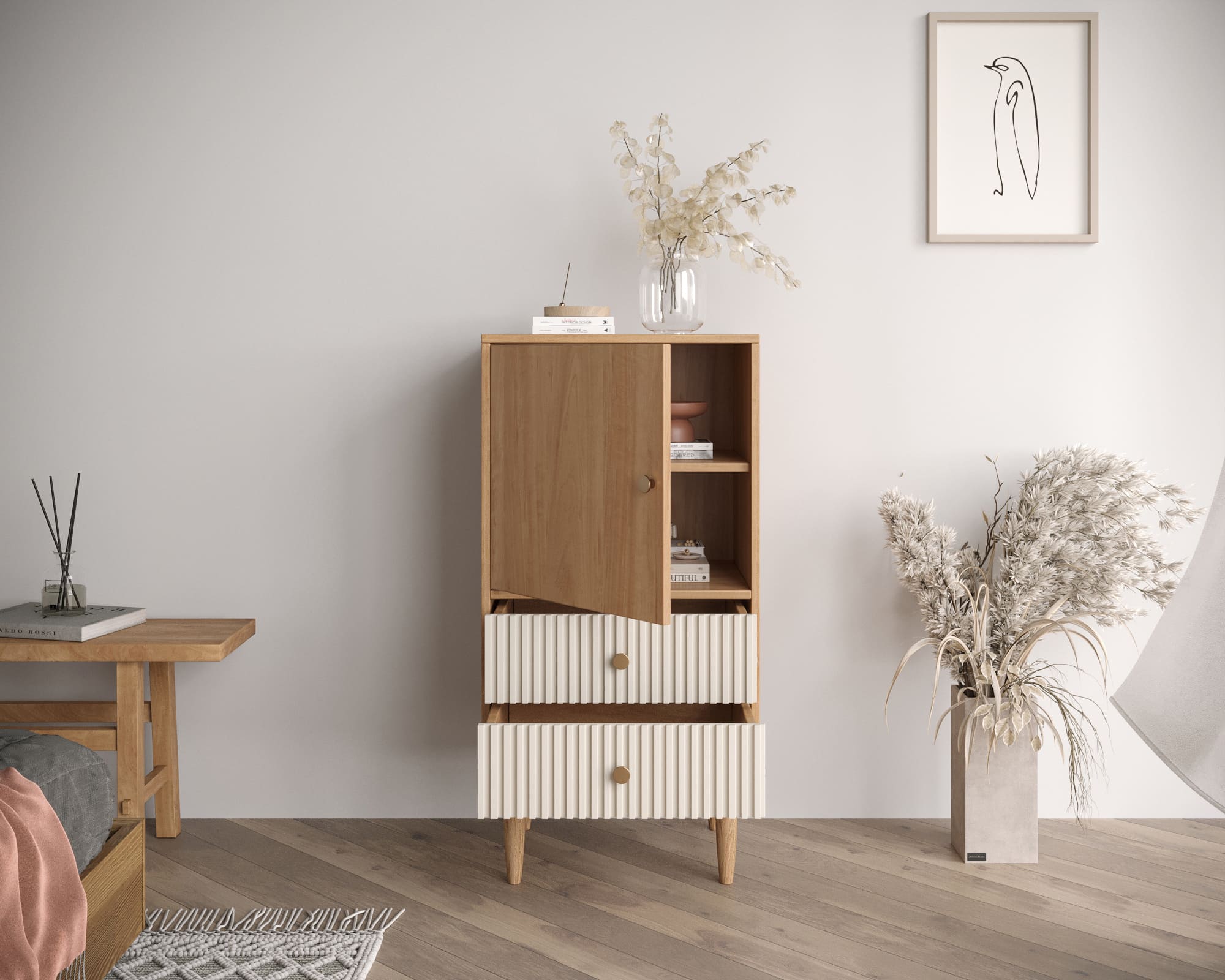 купить Высокая тумба Bubble Solid с двумя ящиками арт BBL11S, цвет - орех