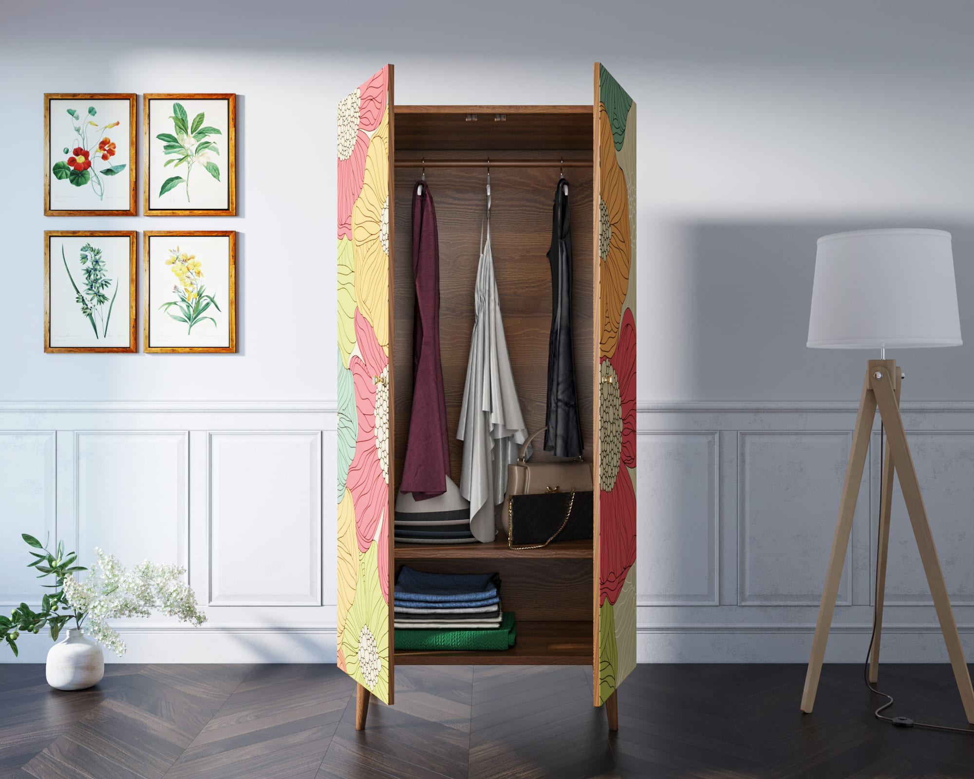 Шкаф малый двухстворчатый "Berber" принт 5 арт BB08/Print_05 в интернет-магазине