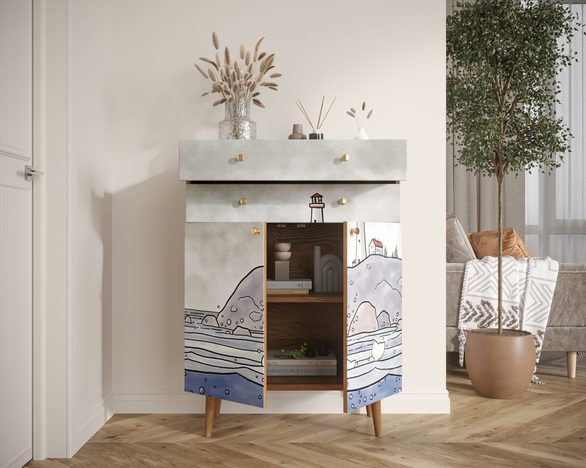 купить Комод "Berber" большой  арт BB12/Print_51