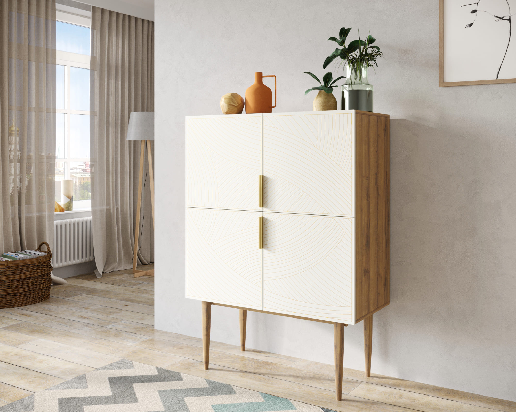 заказать Малый комод с четырьмя дверками на высоких ножках "Line" LN13/GR1/beige