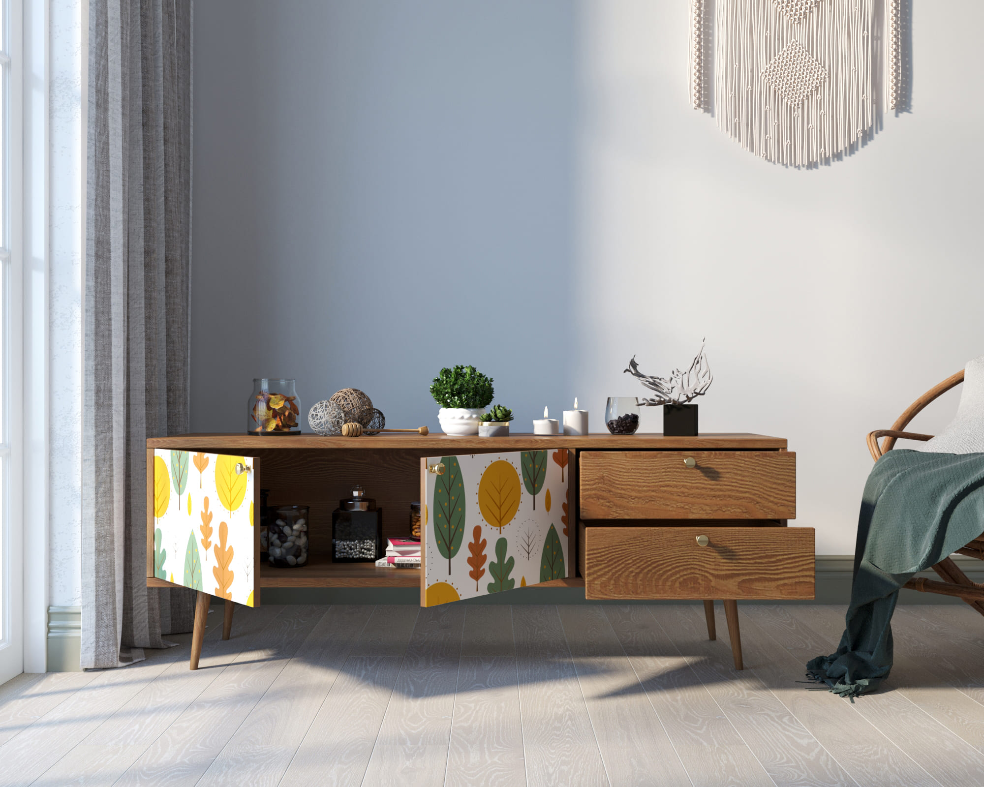 купить Комод "Berber" два ящика и две дверки 30 принт арт BB27/Print_30