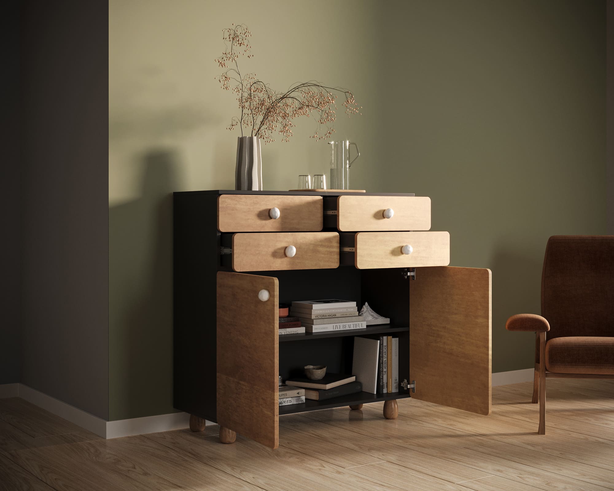 купить Большой комод с ящиками и дверками "Split" SP19