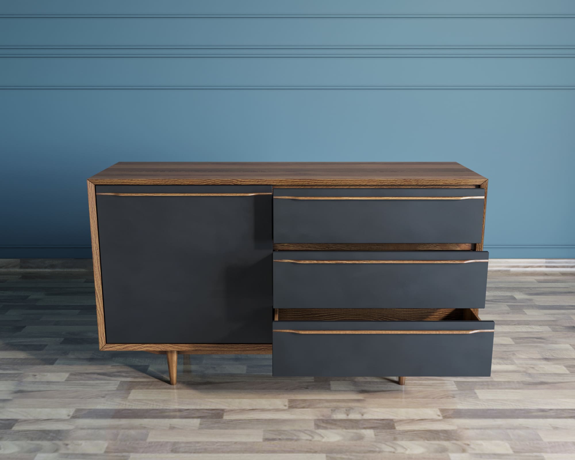 заказать Комод "Brun Blacki" с ящиками и дверкой арт BR-02Black