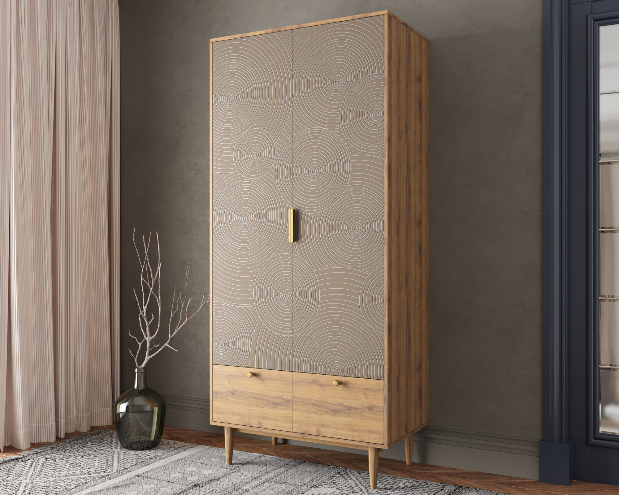 заказать Шкаф двухстворчатый с ящиками "Line" R26/beige в Москве заказать Шкаф двухстворчатый с ящиками "Line" R26/beige