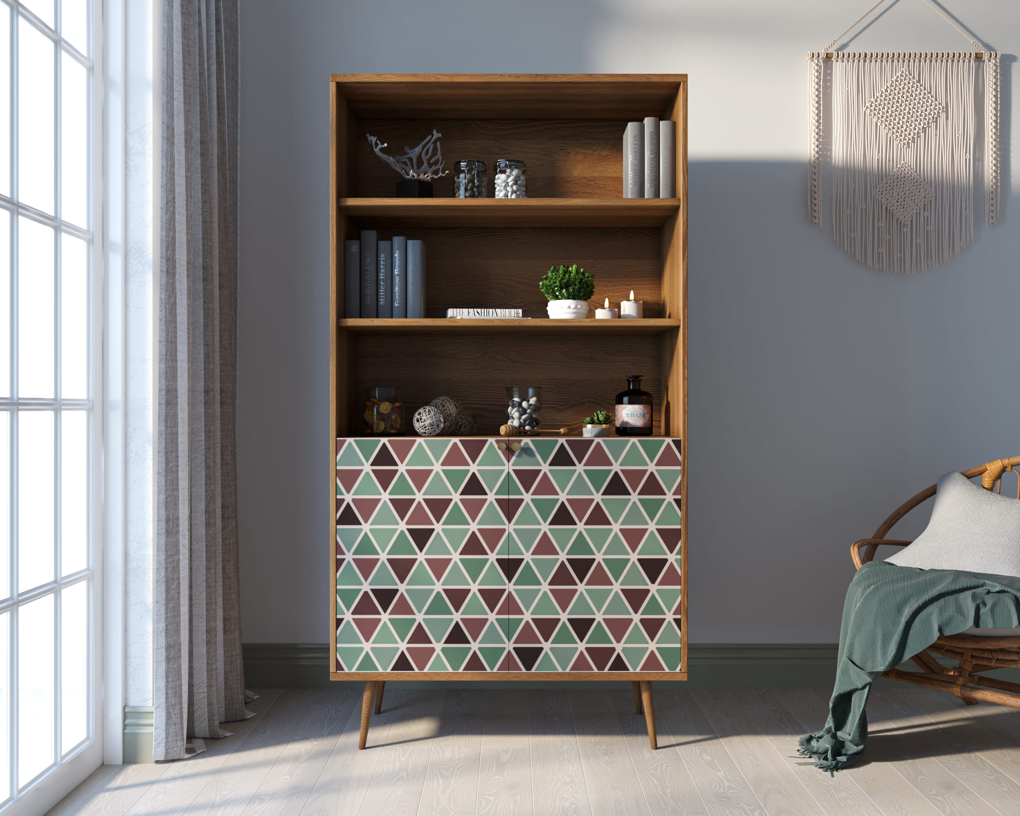 Стеллаж с дверками "Berber" принт 26 арт BB26/Print_26 в интернет-магазине