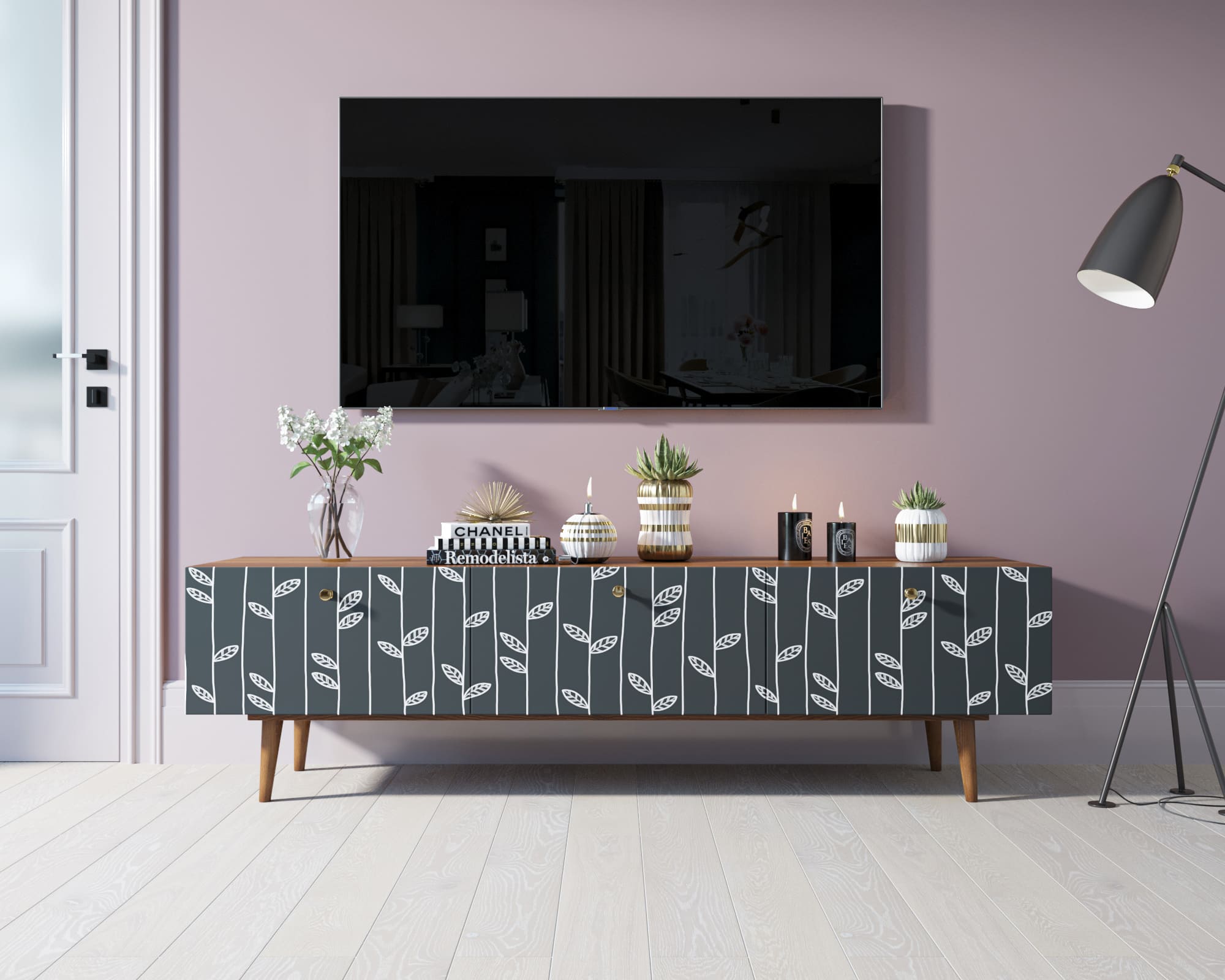 Комод "Berber" с ящиками низкий под TV принт 18 арт BB19/Print_18 в интерьере в Москве Комод "Berber" с ящиками низкий под TV принт 18 арт BB19/Print_18 в интерьере