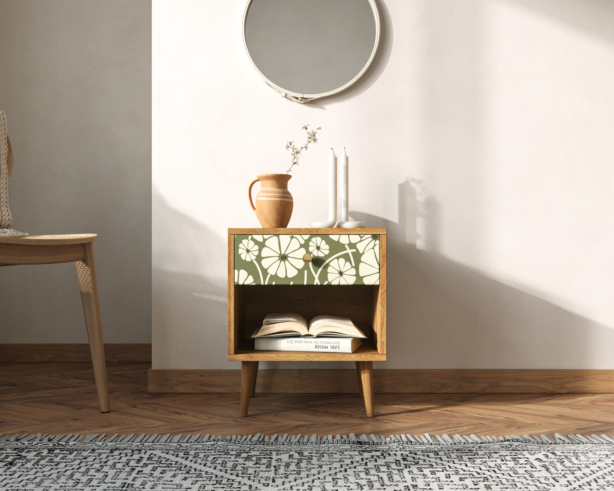 Тумбочка "Berber" с открытой полкой 53 принт арт BB33/Print_53, разноцветная в интернет-магазине