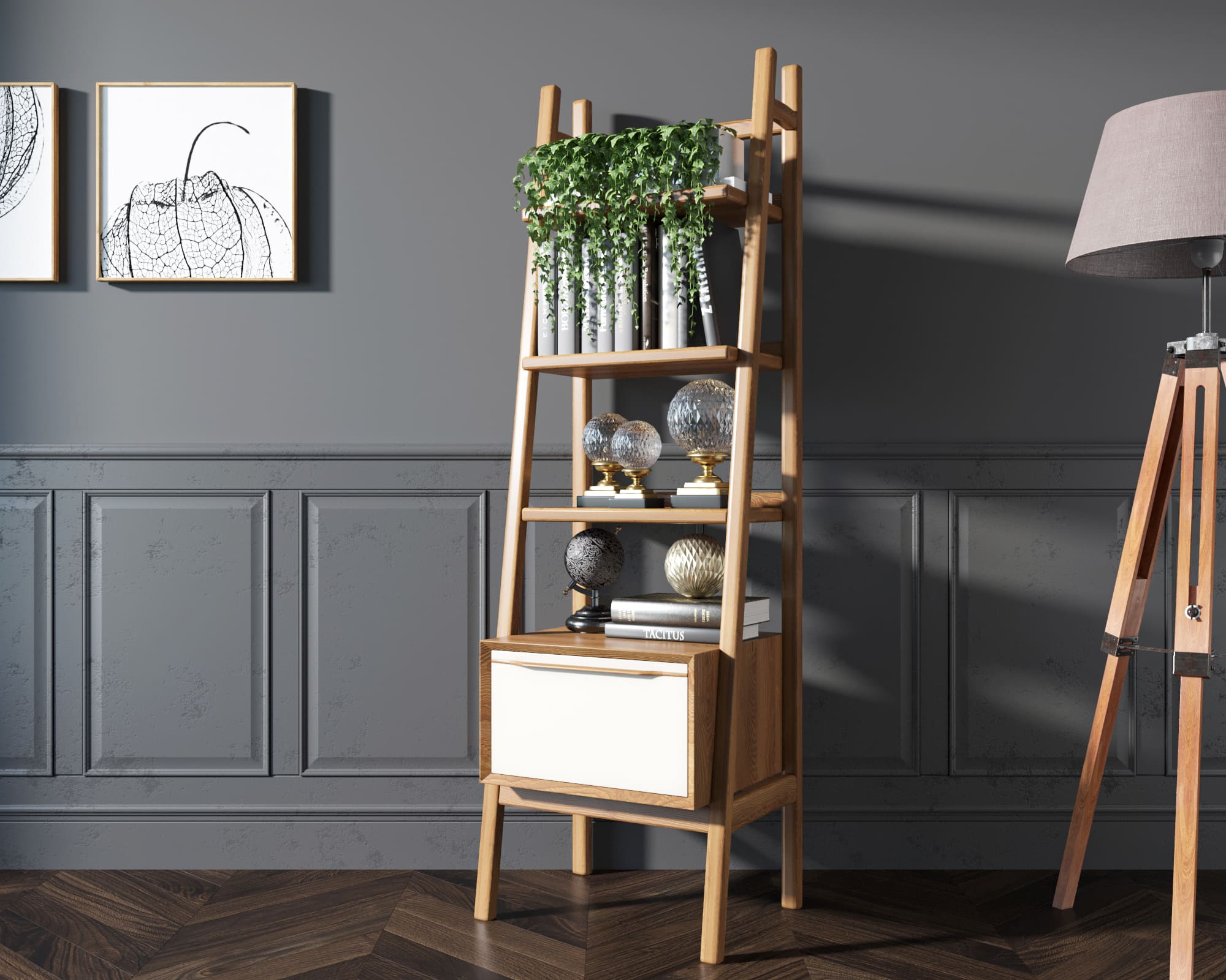 Узкий стеллаж "Bruni white" с открытыми полками арт BR29WH в интернет-магазине