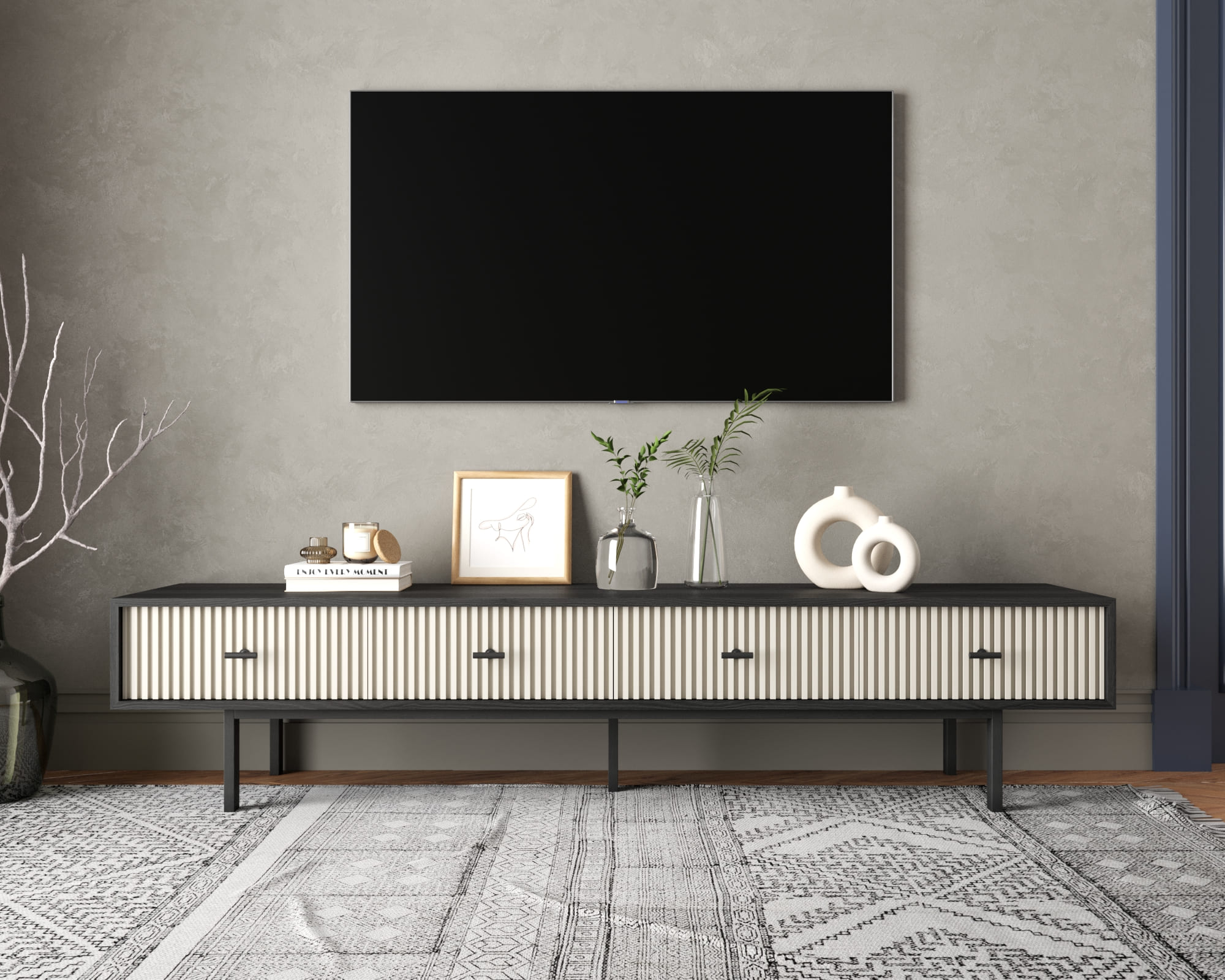 Комод с четырьмя ящиками под TV "Emerson" арт EM06/milky/L в интернет-магазине