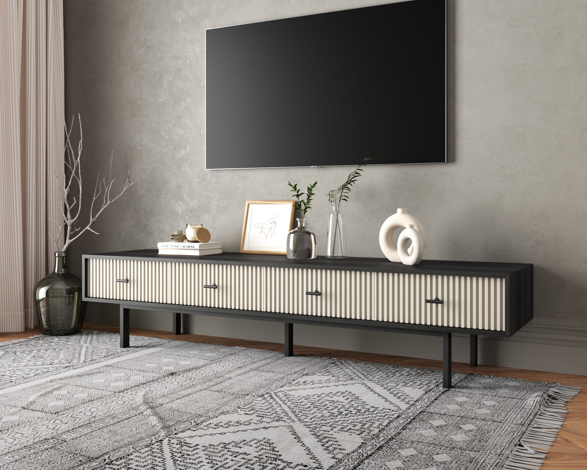 заказать Комод с четырьмя ящиками под TV "Emerson" арт EM06/milky/L