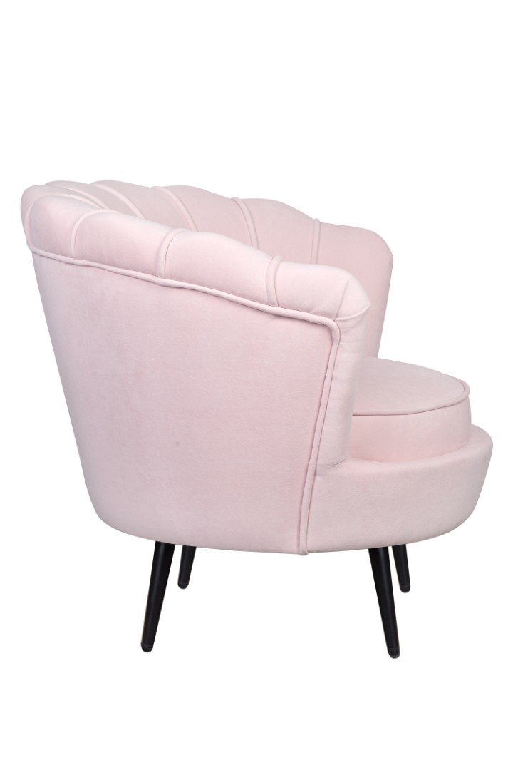 заказать Низкое кресло ракушка Pearl розовый V2 на черных ножках