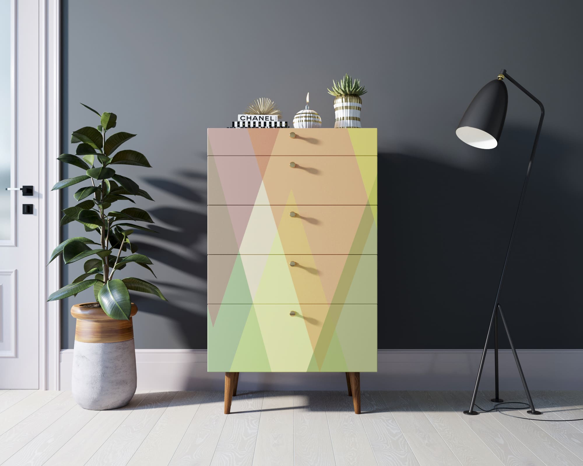 Комод высокий "Berber" принт 16 арт BB10/Print_16 в интерьере