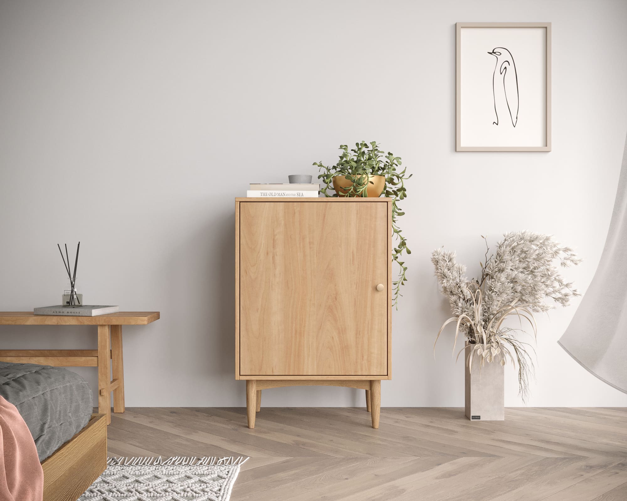 Тумба Bubble Solid с одной дверкой арт BBL02S, цвет - орех в интернет-магазине в Москве Тумба Bubble Solid с одной дверкой арт BBL02S, цвет - орех в интернет-магазине