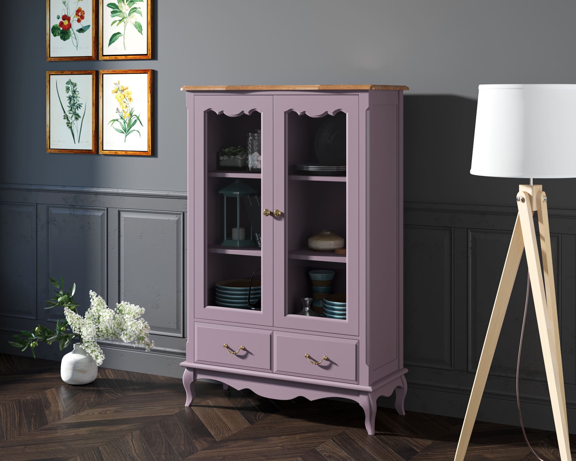 заказать Шкаф "Leontina Lavanda" для посуды низкий с ящиками арт ST9355/2L в Москве заказать Шкаф "Leontina Lavanda" для посуды низкий с ящиками арт ST9355/2L