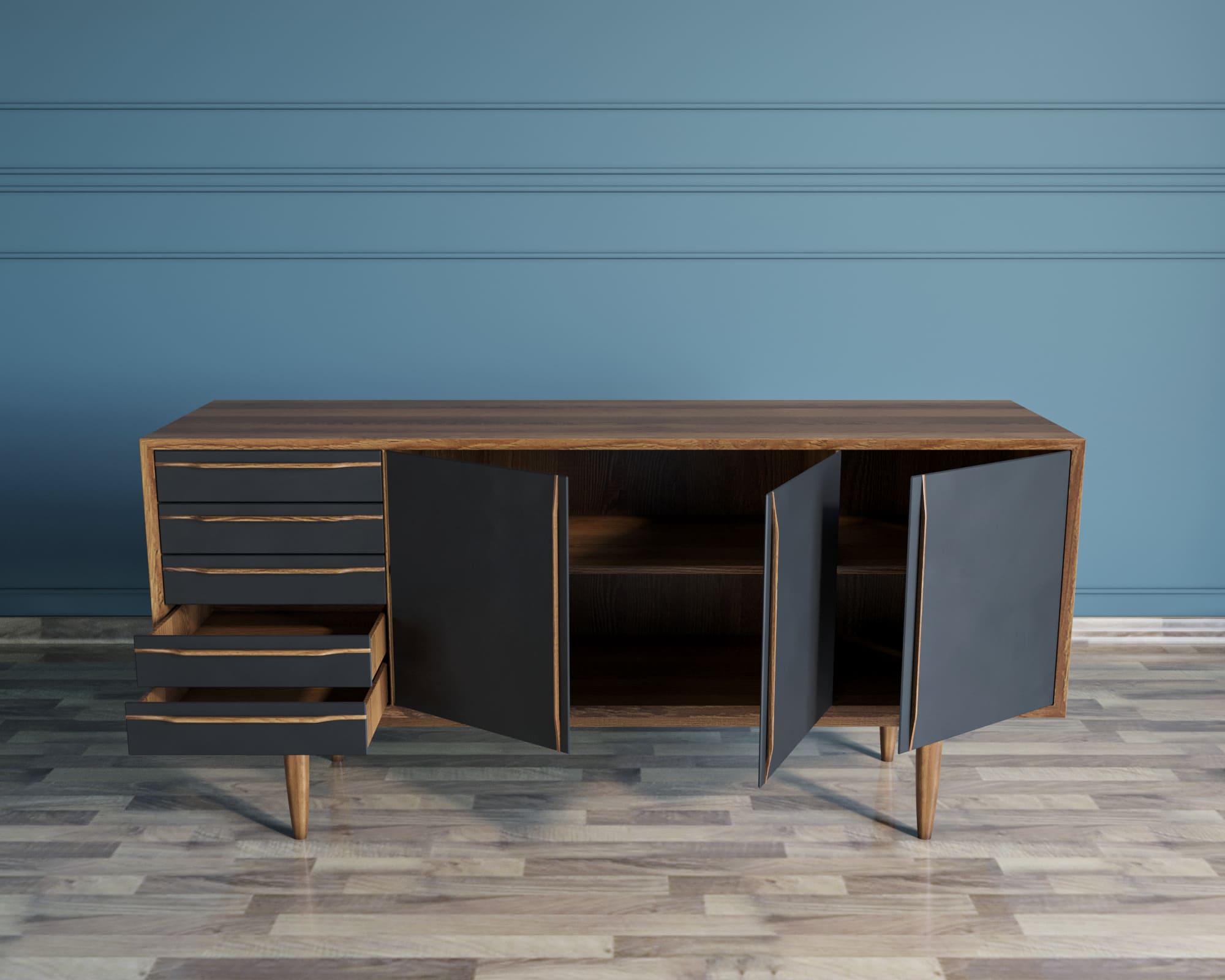 заказать Комод "Bruni Black" три дверки арт BR04Black в Москве заказать Комод "Bruni Black" три дверки арт BR04Black