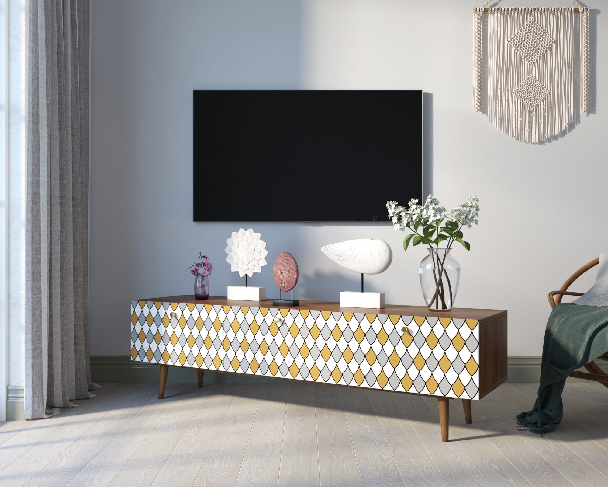 фото Комод "Berber" с ящиками низкий под TV принт 22 арт BB19/Print_22