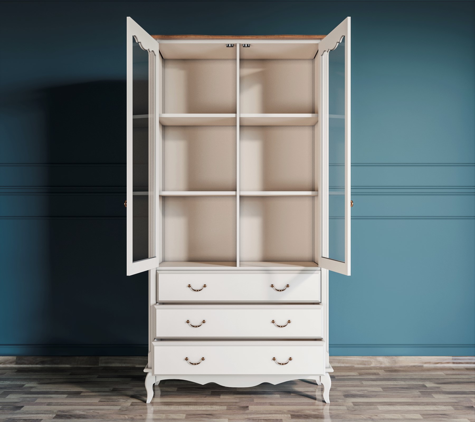 купить Шкаф "Leontina" для посуды высокий 3 ящика арт ST9355/3 в Москве купить Шкаф "Leontina" для посуды высокий 3 ящика арт ST9355/3