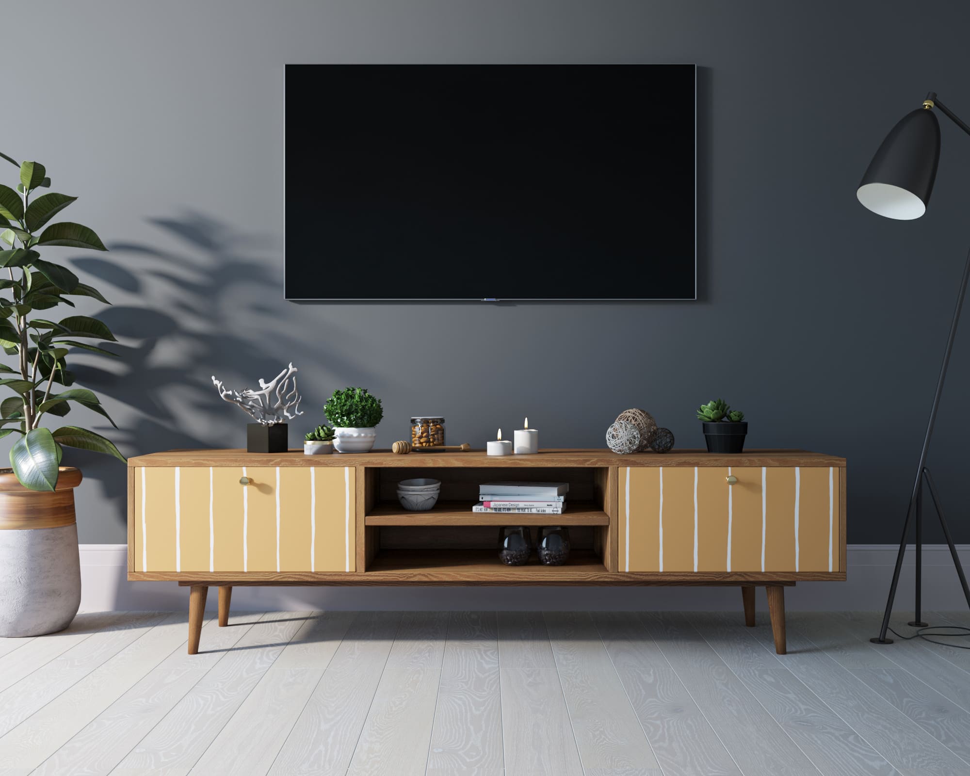 Комод "Berber" с нишей низкий под TV принт 43 арт BB49/Print_43 в интернет-магазине