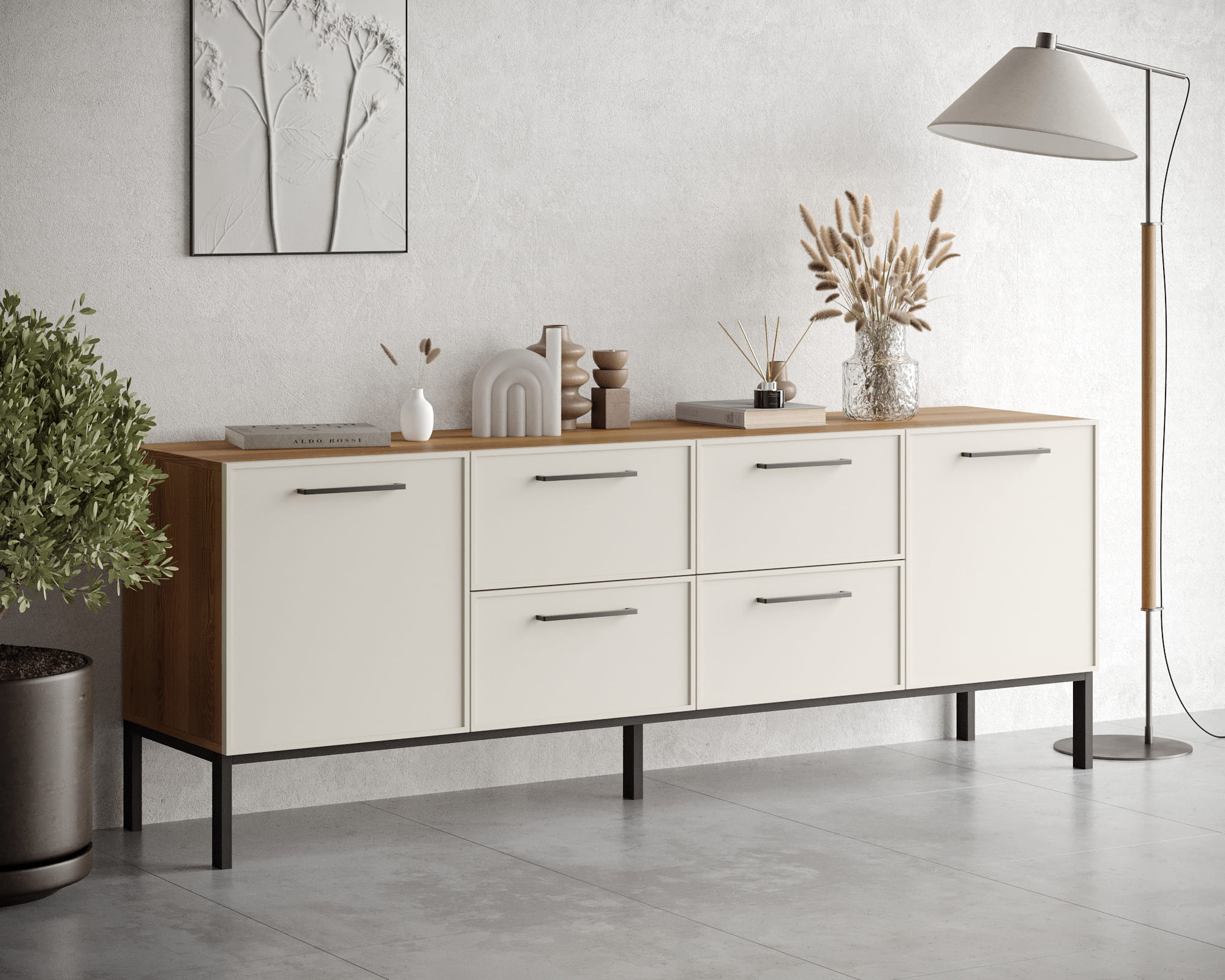 Комод две дверки и четыре ящика "Nicole" цвет Белый, арт NEM19 в интернет-магазине в Москве Комод две дверки и четыре ящика "Nicole" цвет Белый, арт NEM19 в интернет-магазине