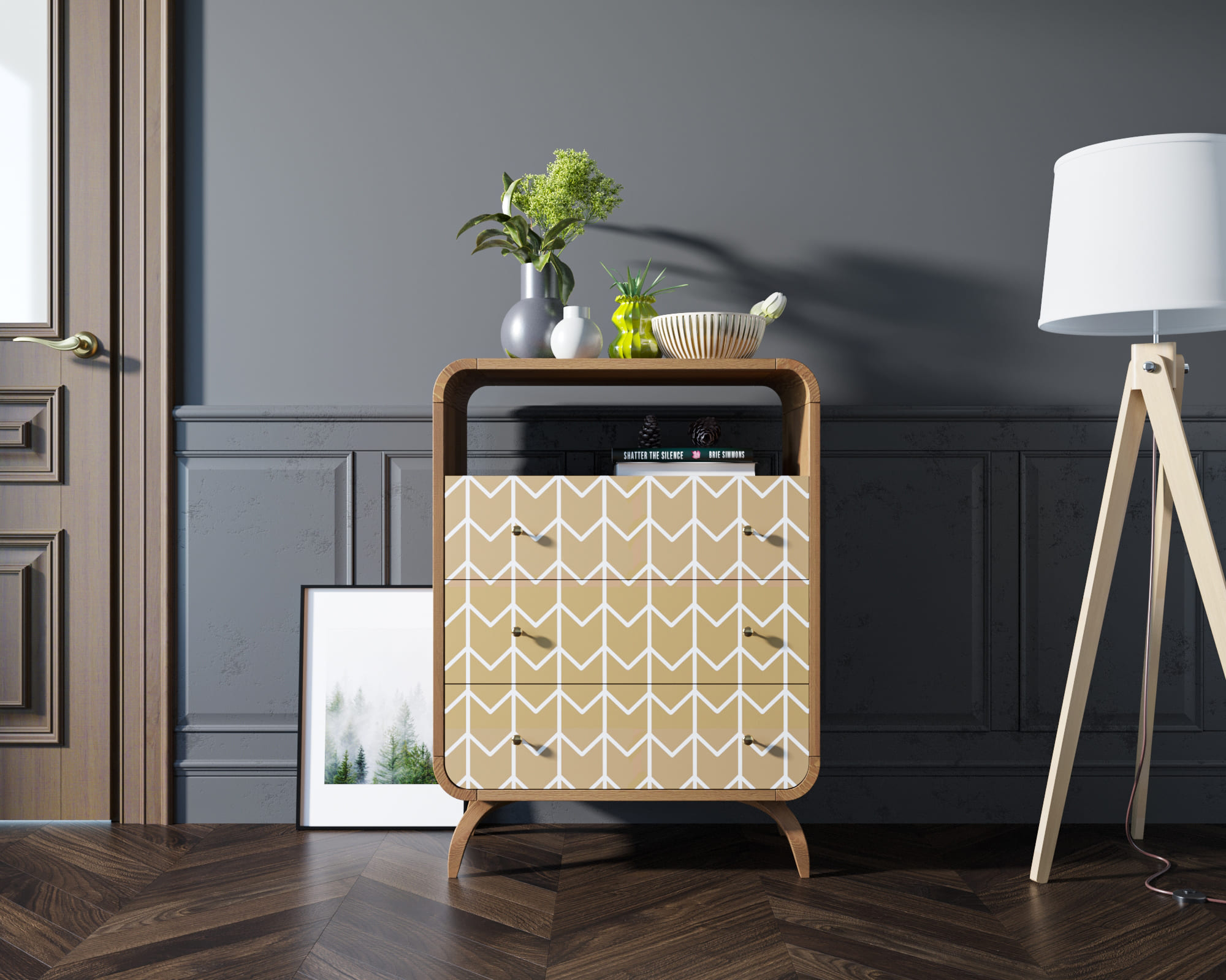 Высокий комод "Ellipse print" с тремя ящиками принт 1 арт EL04/print_1 в интернет-магазине в Москве Высокий комод "Ellipse print" с тремя ящиками принт 1 арт EL04/print_1 в интернет-магазине