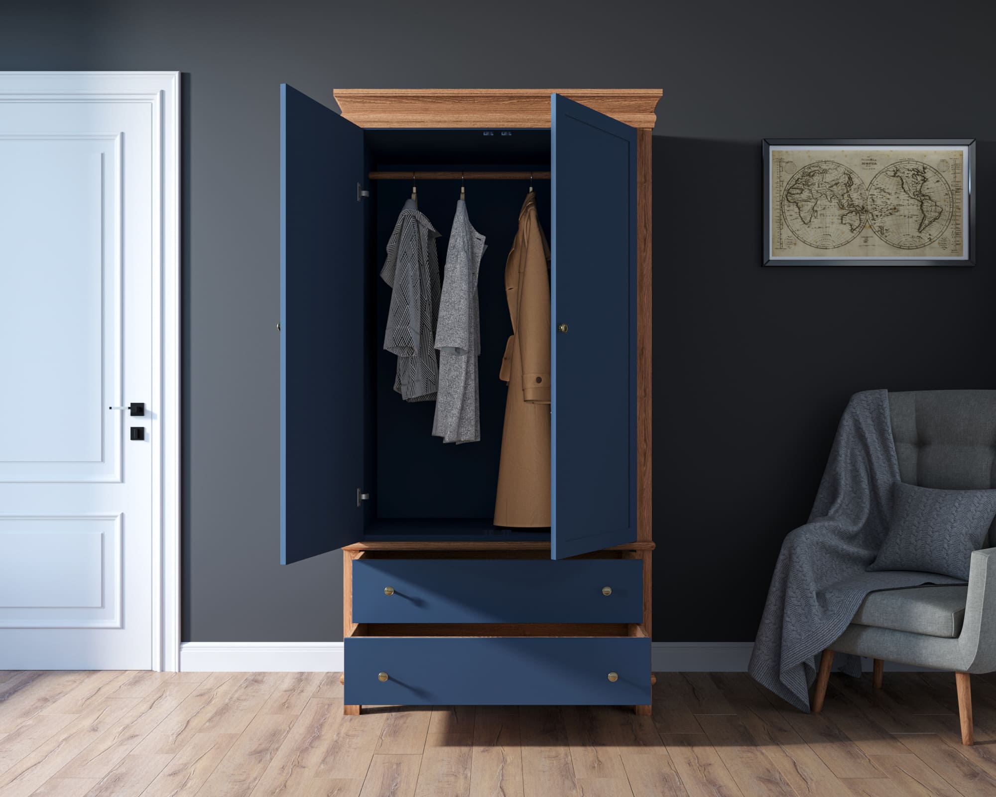 купить Шкаф двухстворчатый "Jules Verne" из березы и ясеня арт JV27ETGYB