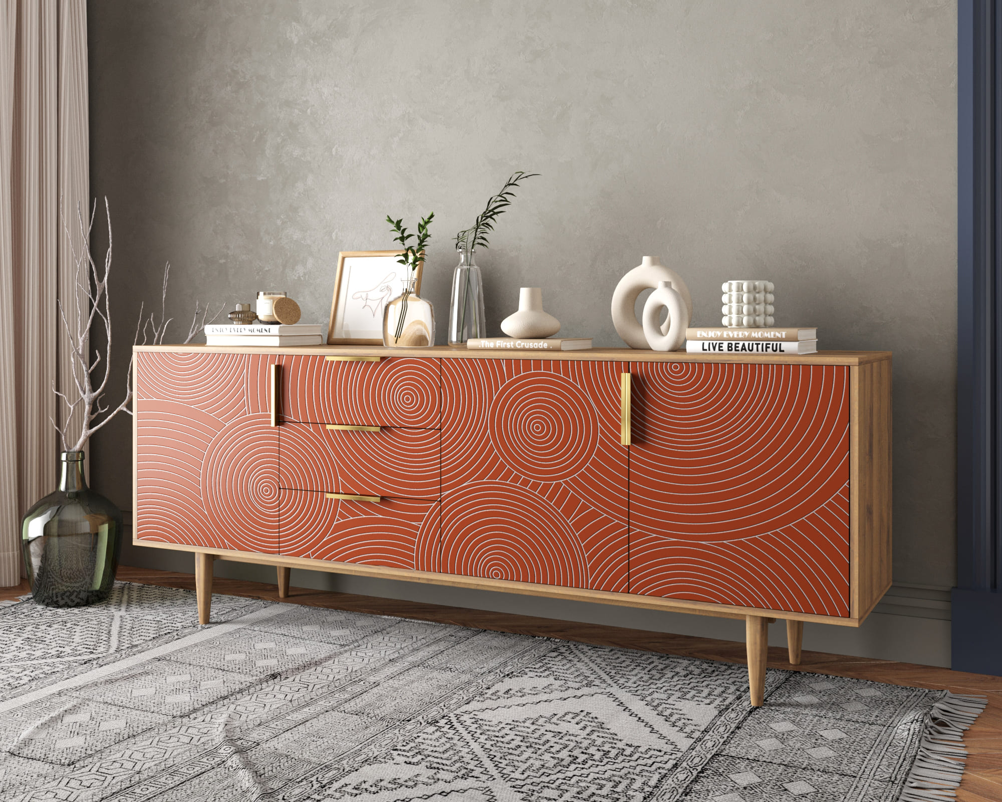 заказать Комод "Line" удлиненный R25/red