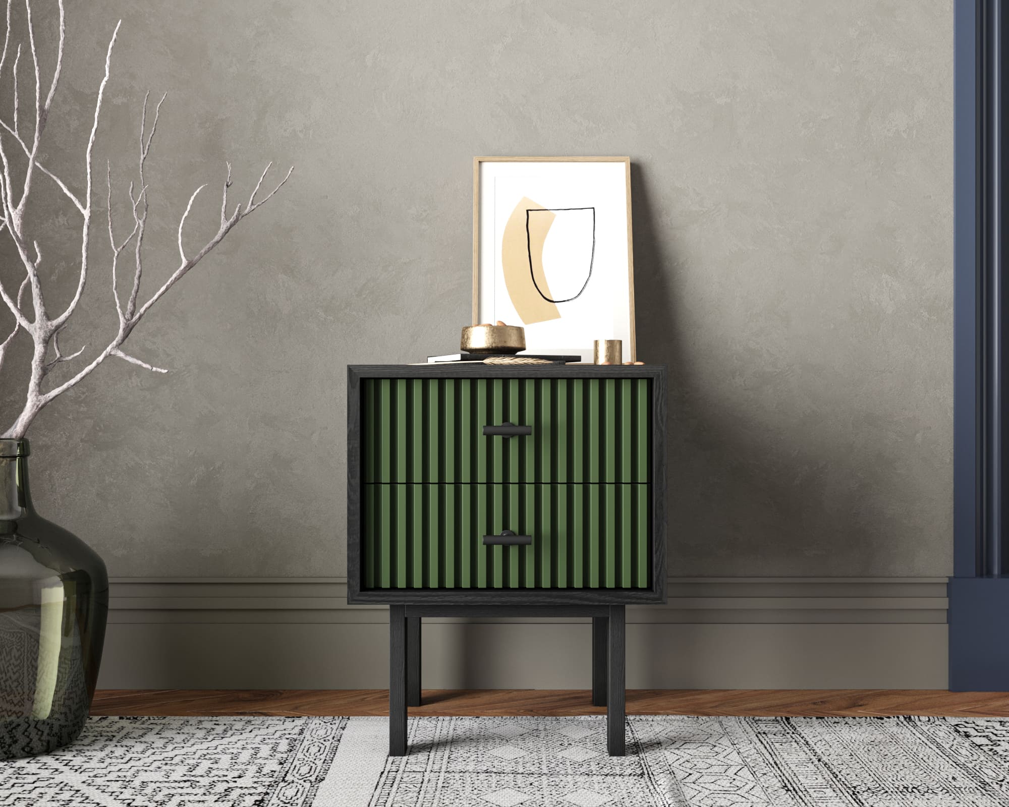 Тумбочка с двумя ящиками "Emerson" арт EM16/green/L в интернет-магазине в Москве Тумбочка с двумя ящиками "Emerson" арт EM16/green/L в интернет-магазине