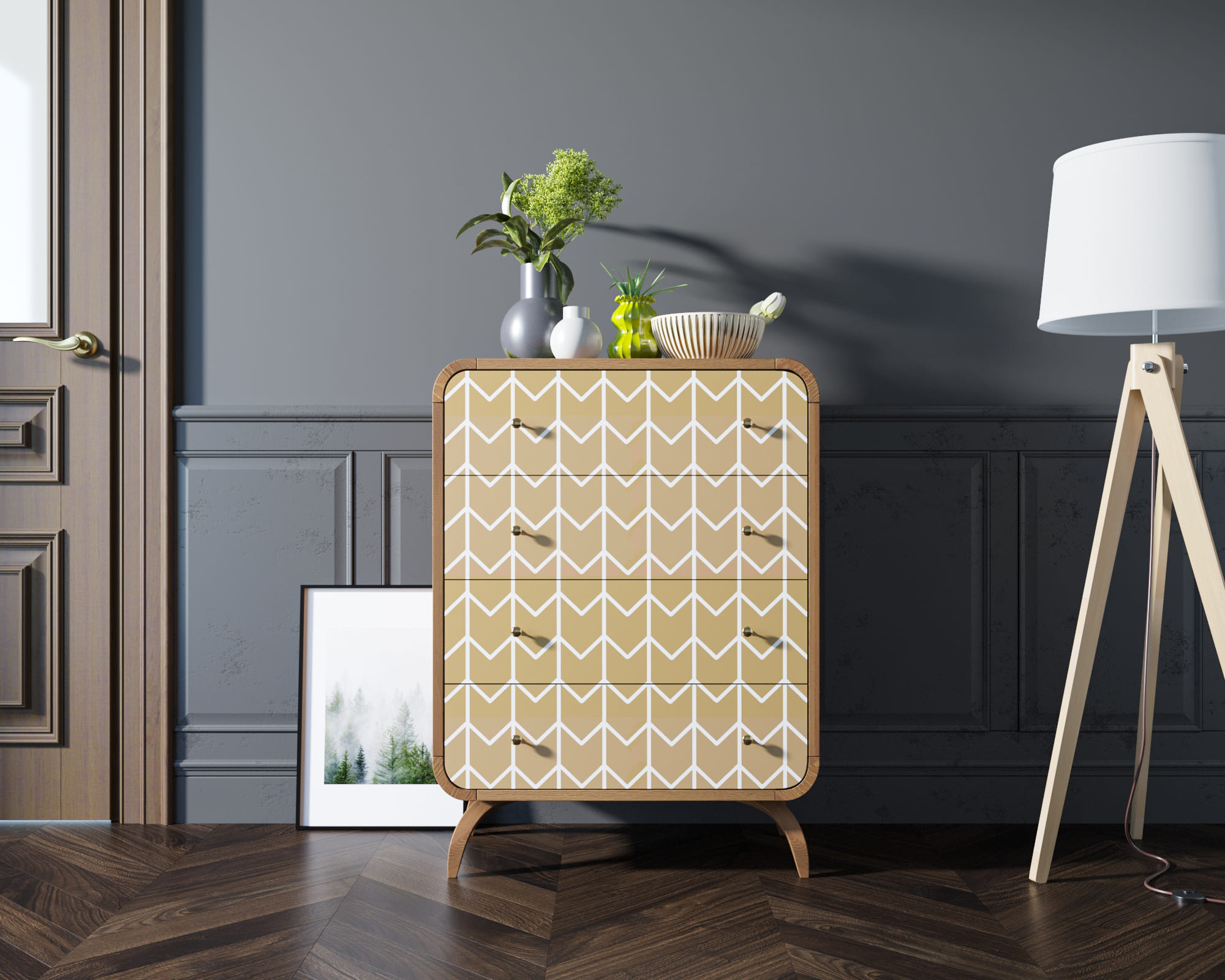 Высокий комод "Ellipse Print" с четырьмя ящиками принт 1 арт EL05/print_1 в интернет-магазине