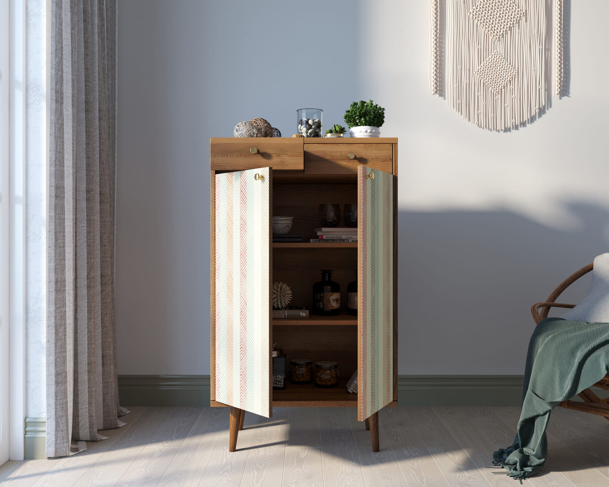 купить Комод "Berber" два ящика и дверки 45 принт арт BB46/Print_45