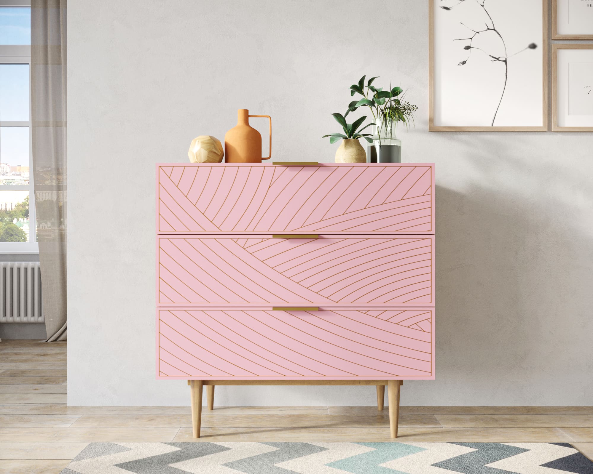 Комод с тремя ящиками "Line" LN12/GR1/pink в интернет-магазине