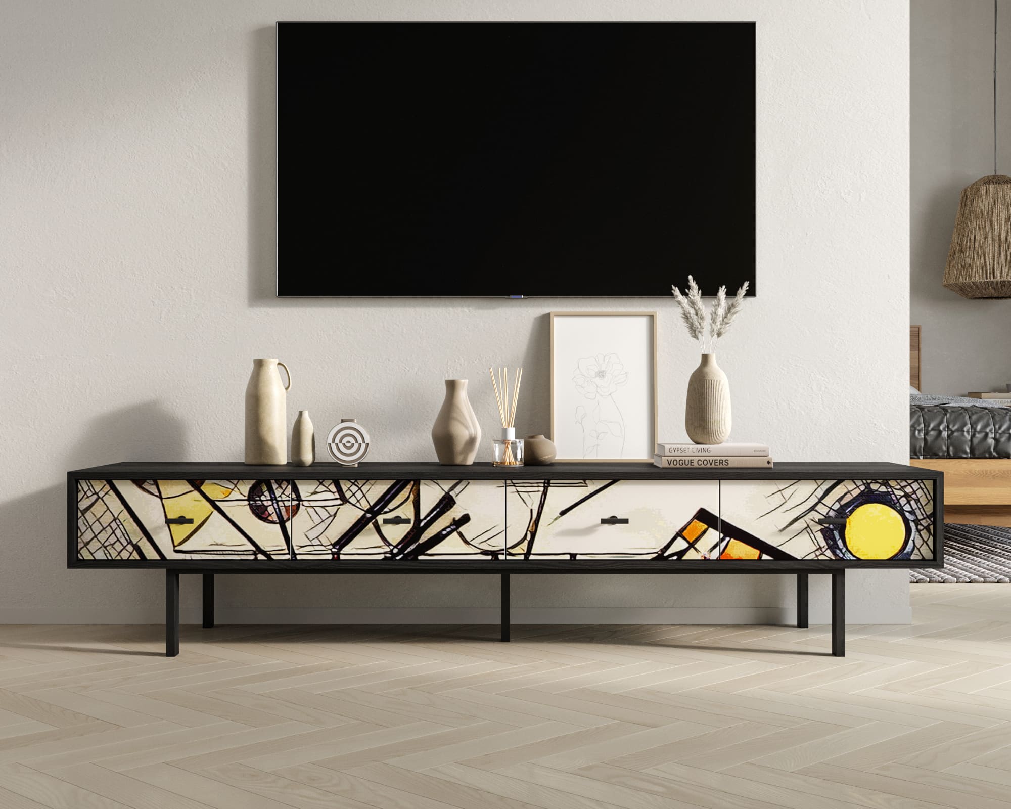 Комод с четырьмя ящиками под TV "Emerson" by Kandinsky арт EM06/Print_01 в интернет-магазине в Москве Комод с четырьмя ящиками под TV "Emerson" by Kandinsky арт EM06/Print_01 в интернет-магазине