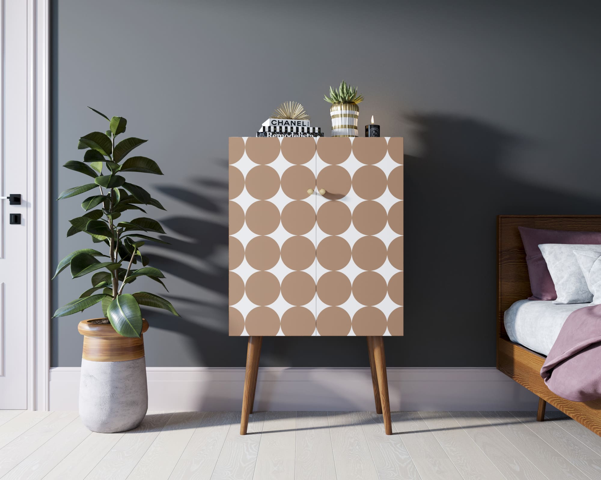 Комод на высоких ножках "Berber" 17 принт арт BB09/Print_17 в интерьере