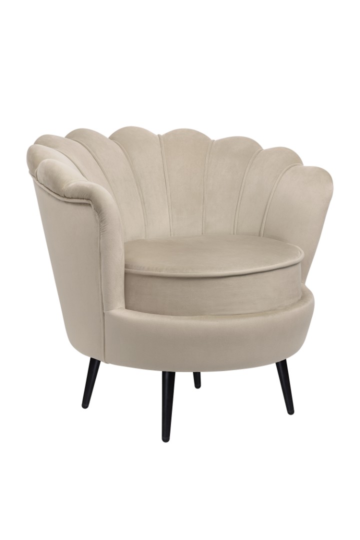 купить Низкое кресло ракушка Pearl Taupe на черных ножках